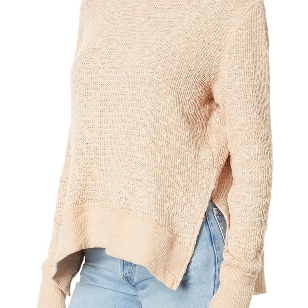 FREE PEOPLE Tommy Turtleneck Sweater Womens M Toasted Almond Long Sleeve Knit